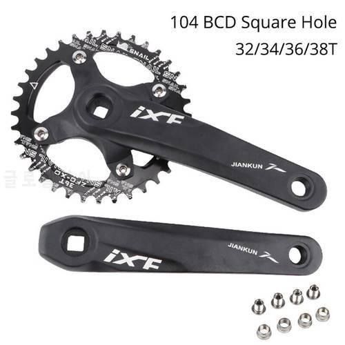 IXF Square Hole Mtb Crank 104 BCD 170mm Crank Arms for Bicycle with 32/34/36/38/40/42T Bike Crankset Narrow Crown Connecting Rod