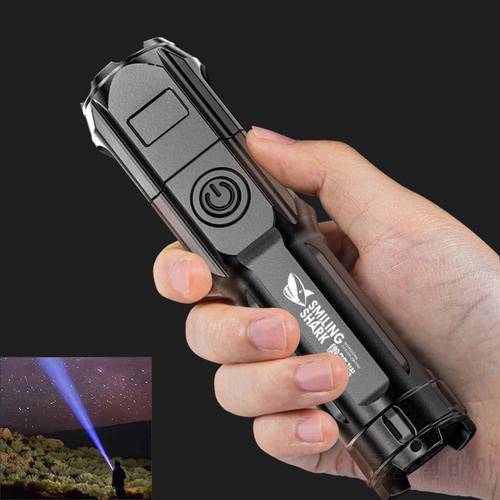 Multi-function Bright Led Flashlight Battery Power Rechargeable Strong Focusing Light Flash Light Zoom Xenon Forces Torch