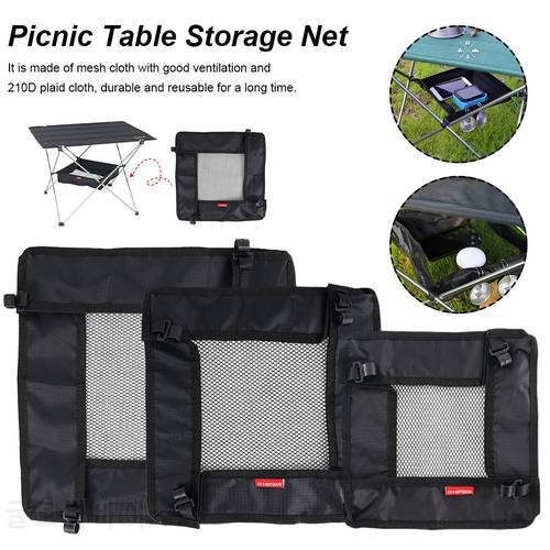 Portable Folding Table Storage Hanging Basket Picnic Table Hanger Storage Net Outdoor Camping BBQ Table Rack Accessories