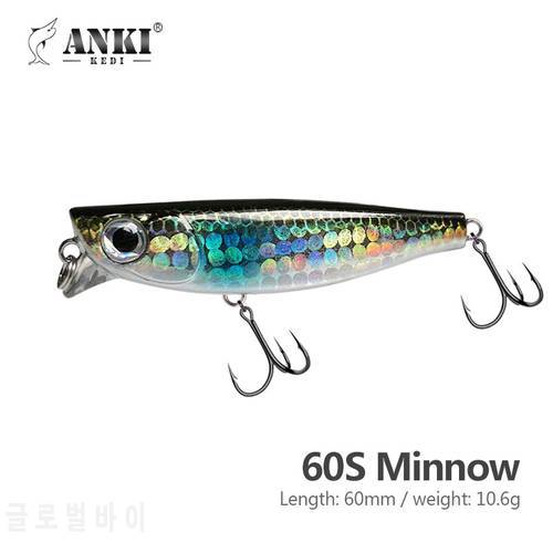 ANKI KEDI Submerged 60mm/10g Short Snout Inside With Metal Block 3D Big Eyes Wide Body Flat Belly Reinforced With Three Hooks