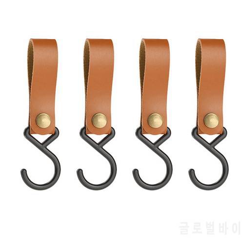 Outdoor PU Leather Hooks Camping Tripod Clothes Storage Hanger Kitchenware Rack 2X7cm Portable Hiking Hook for Camping Supplies