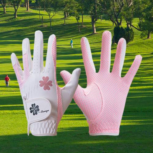 1 Pair Breathable Women‘s Golf Gloves Silicone High Elasticity Anti-slip Compression Exercise Female Golf Glove Golf Supplies