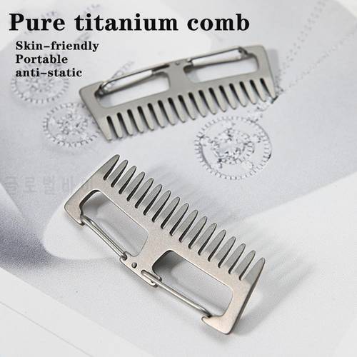 Silver Titanium Color Mini Bangs Comb Hair Comb Mini Anti-static Titanium Portable Hanging Buckle Comb for Outdoor Travel