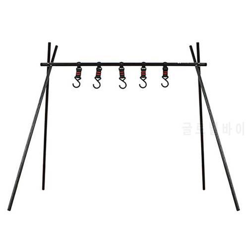 Outdoor Camping Portable Storage Hook Rack Camping Barbecue Tool Rack Folding Tripod Aluminum Alloy Light And Strong
