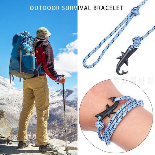 19 Colors Shark Hand Braided Outdoor Camping Emergency Rope Rescue Bracelet Adjustband Wristband Survival Bracelets