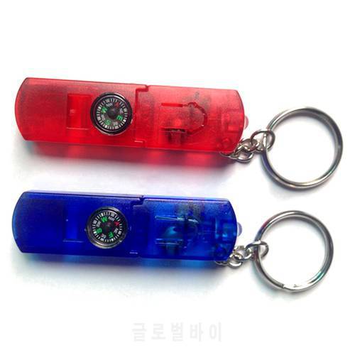 4 In 1 Camping Lamp Outdoor Whistle Emergency Mini Torch Portable Multi Tools with Keychain Compass Survival Kit Led Flashlight