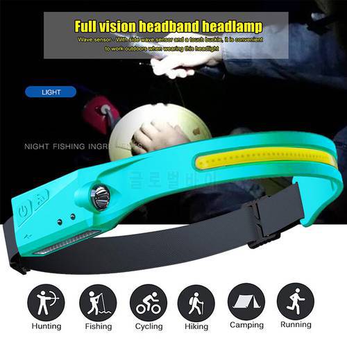 COB LED Headlamp Sensor Headlight Flashlight USB Rechargeable Many Colors Outdoor Work Head Lamp Light with Built-in Battery New