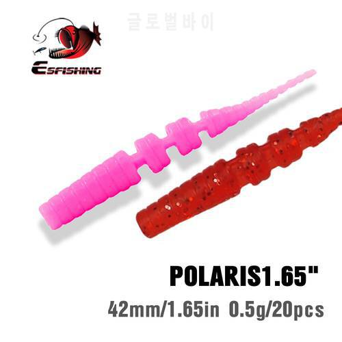 ESFISHING Polaris 42mm Sinking Artificial Silicone Soft Worm Baits Softness Pesca Tackle Winter Ice Fishing Lures Free shipping