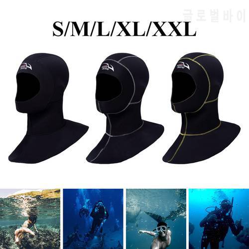 3mm Neoprene Thermal Diving Wetsuit Hood w/ Shoulder Snorkeling Equipment Hat Cap Adults Surfing Hat Canoeing Balaclavas Beanie