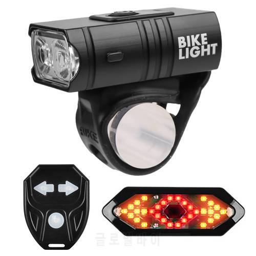 800LM MTB Bicycle Light T6 LED Mountain Road Bike Front Rear Tail Lamp USB Rechargeable Remote Control Turn Cycling Parts
