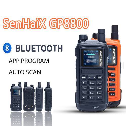 SenHaiX SHX-GP8800 GP 8800 Ham Walkie Talkie Bluetooth Dual Band VHF APP Programming Auto Scan Scanner LED Radio FM Transceiver