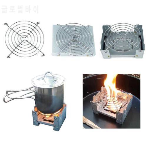 Outdoor Camping Foldable Wax Furnace with Stainless Steel Disc Wire Bracket Wood Stove Picnic Equipment