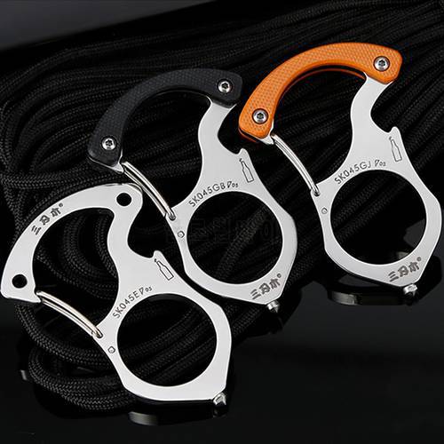 Outdoor Survival Tool Carabiner Multi-tool Key Chain Ring Tiger Pinion Multifunction Tools Glass Breaker