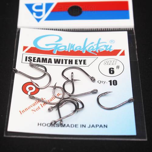 gamakatsu Fishing Hook 10pcs/lot Iseama Circle Carp Eyed Fishing Hook Size 1/0-14 Ring eye Japan Fishhooks Single Jig Hook