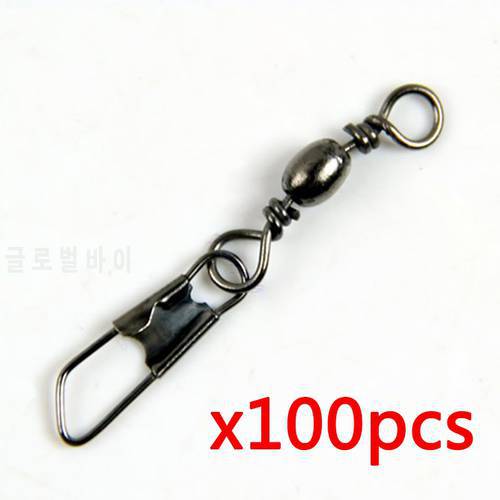 100PCS Bearing Swivel Fishing Connector Mixed Size 6-14 Barrel Rolling Solid Rings For Fishhook Lure Link Tackle Fishing Tools