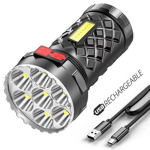 Super Bright Flashlight Ultra Powerful LED Torch Light Rechargeable 7 COB Side Light 4 Modes Outdoor Adventure 400LM Flashlight