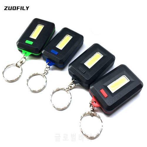 Portable Mini COB LED Keychain Flashlight Key Chain Keyring Torch Light Lamp with Carabiner for Outdoor Camping Hiking Fishing