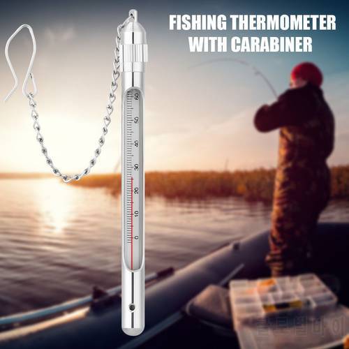 Durable precise New Sensitive Stainless Steel Stream Water Temperature Fly Fishing Fishing Thermometer with Carabiner