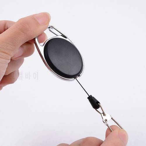 1PC Retractable Keyring Extendable Metal Wire Keychain Clip Pull Key Ring ID Card Holder Anti Lost Key Chain 60cm