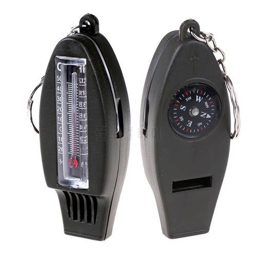 Multifunctional 4 in1 Compass Thermometer Whistle Magnifier For Traveling Camping Hiking Climbing Outdoor Sports