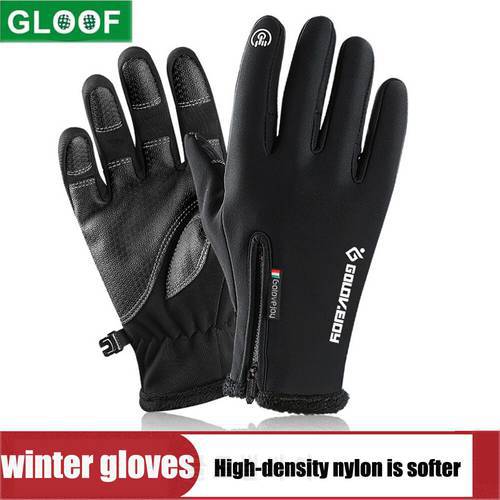 GLOOF 1Pair Mens Women Zipper Nylon Warm golf Gloves Waterproof and All Finger Touch Screen Gloves for Cycling and Outdoor Work