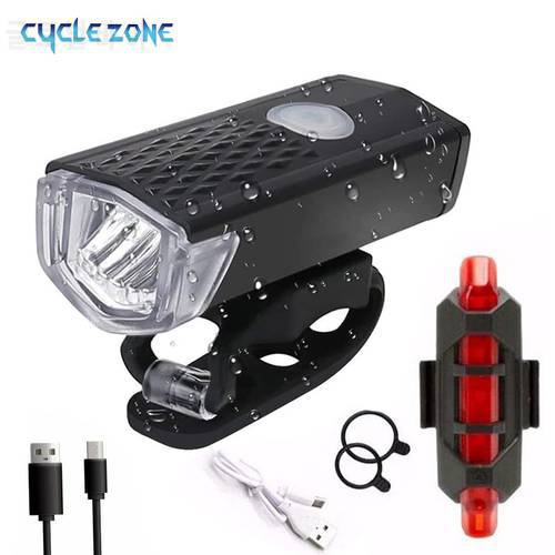 USB Rechargeable Bike Light Set Front Light with Taillight Easy to Install 3 Modes Bicycle Accessories for the Bicycle Road MTB
