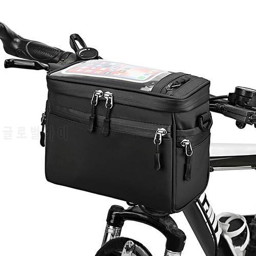 Bicycle Handlebar Bag Cycling Bike Front Tube Bag Bike Pannier Shoulder Bag Carrier Pouch Black case for bicycle accessories