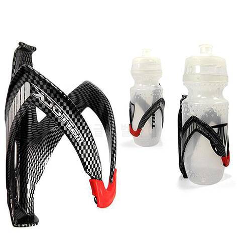 Road Bicycle Bike V Shape Water Bottle Holder Carbon Fiber Cycling Drink Water Bottle Holder Rack Cage Accessories Black Red