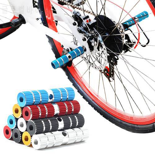 1 Pair Bike Pedals Axle Foot Rest Pegs Anti-Slip Aluminum Alloy BMX Mountain Road Cycling Bicycle Front Rear Socle Pedal