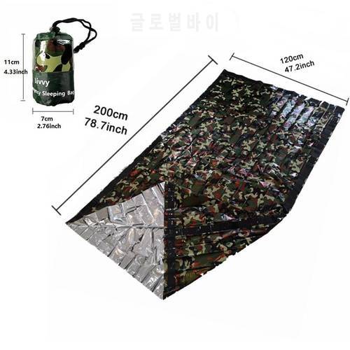 Camouflage Emergency Sleeping Bag Ultralight First Aid Reusable Travel Bag Outdoor Camping Hiking Survival Protection