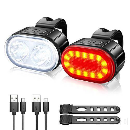 1Pc MTB Road Bicycle Headlight USB Rechargeable 4 Modes Cycling Taillight LED Bike Front Rear Light Cycling Waterproof Head Lamp