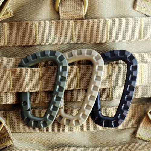 1pcs 8.5cm Tactical Backpack Buckle Fast Tactical Carabiner Plastic Hook D Shape Mosqueton EDC Gear For Outdoor Camping