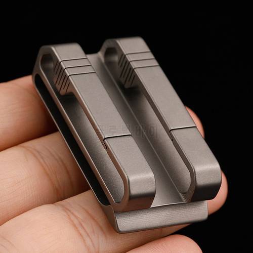 Titanium waist Belt Buckle Titanium Alloy Double Clip Pocket Tools Waist Keyring Holder Outdoor Portable