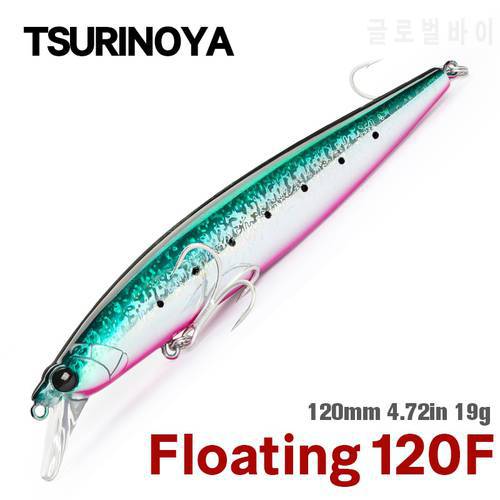 TSURINOYA Fishing Lure 120F Ultra-long Casting Floating Saltwater Minnow STINGER 120mm 19g Tungsten Weight Artificial Sea Bait