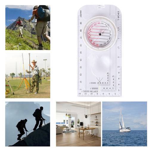 Transparent Acrylic Competition Orienteering Compass Ruler Pointing Guide Portable Handheld Camping Boating Orienteering Map