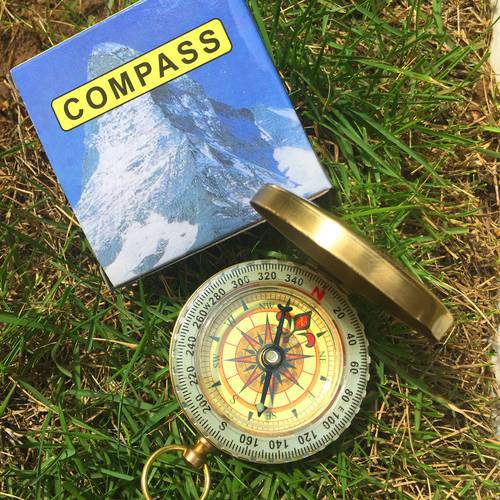G50 Pure Copper Compass Pocket Watch Retro Flip Compass Outdoor Mountaineering Multifunctional Luminous Compass with Cover