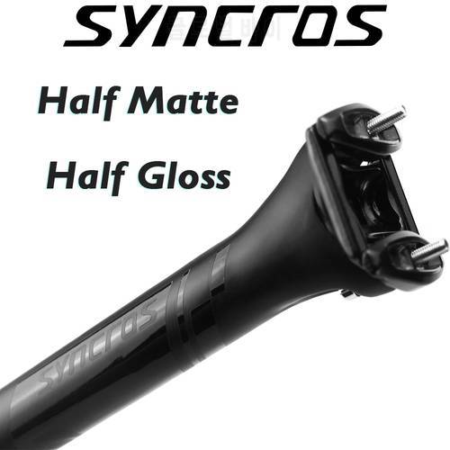 SYNCROS MTB Bicycle Setpost 27.2/30.8/31.6mm*350/400mm Road/Mountain Bike Seat Cushion Matte Carbon Fiber Bicycle Saddle