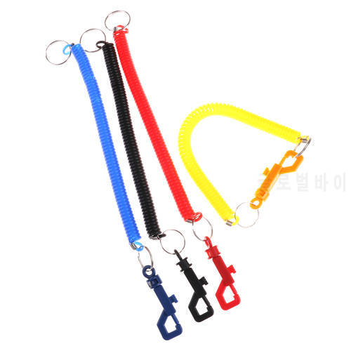 Practical Retractable Plastic Elastic Rope Key Ring Security Gear Tools For Outdoor Camping Anti-lost Phone Spring Keychain Tool