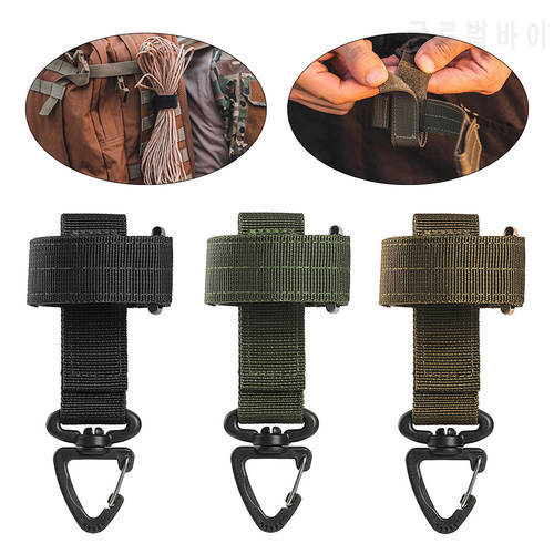 Durable Molle Glove Holder Strap Grabber Adjustable Belt Rope Hanger Hanging Rotatable Swivel Hook Belt Molle Strap Webbing
