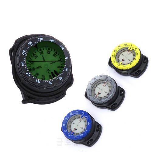 50m Underwater Compass Luminous Professional Navigator Waterproof Compass with Wristband Fluorescent Dial Camping Hiking
