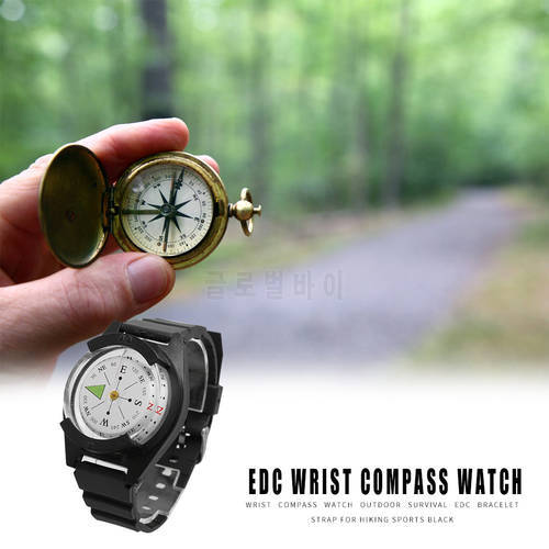 1pcs Portable Compass Watch Silicone Strap Waterproof Outdoor Luminous Compass Camping Navigation Compass Camping Equipment