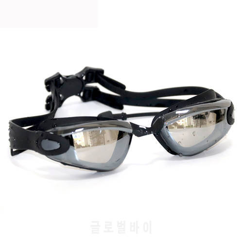 Hot Summer Black Plated Swimming Goggles Earplug Professional Adult Silicone Swim Cap Pool Glasses Anti Fog Men Women Eyewear