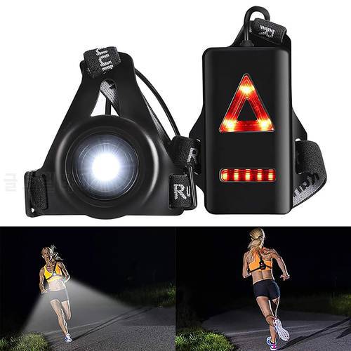 2021 Outdoor Q5 LED Flashlight Night Run Warning Lights USB Charge Chest Lamp Hiking Camping Safety Tools Sport Running Lights