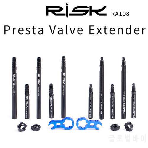 RISK RA108 Integrated Removable 45mm 80mm Bike Bicycle Inner Tubes Valve Extender Extension With Core Wrench Aluminium