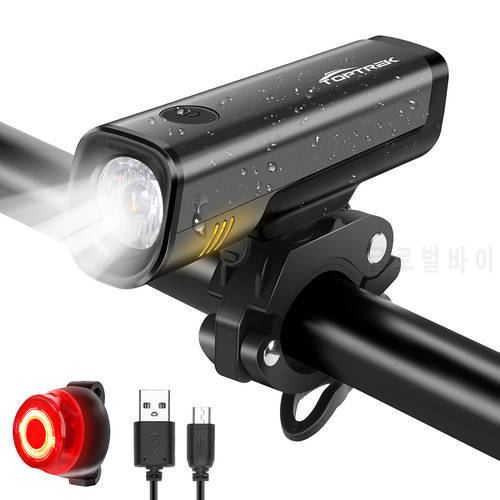 Toptrek Bike Light USB Rechargeable Led Bicycle Front and Rear Light Set IPX5 Rainproof MTB Cycling lights StVZO Approved Lamp