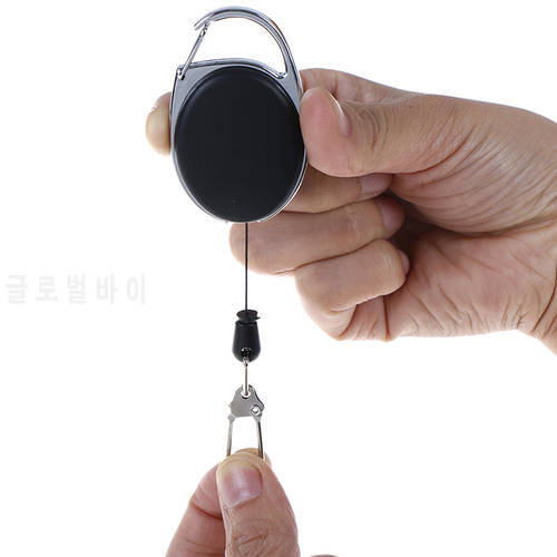 Recoil Extendable Nylon Wire 60cm 23in Key Chain Ring Belt Clip Pull Keyring Retracting ID Card Badge Holder