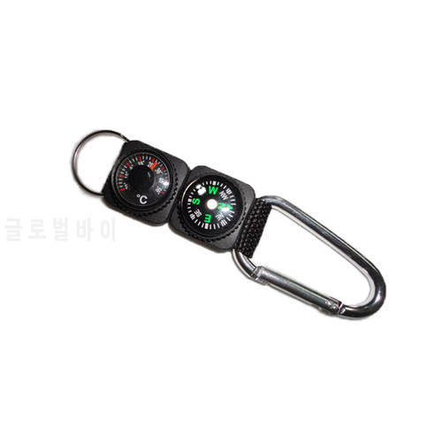 New 3 In 1 Multi-function Compass Thermometer Metal Carabiner Key Chain Camping Survival Tool Climbing Hiking Outdoor Gadget