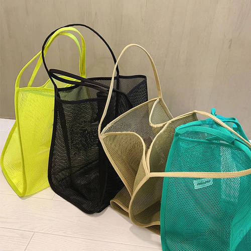 Women&39s 2021 New Ins Wind Transparent Mesh Single Shoulder Bag Fashionable Lightweight all-match Shopping Bag Beach Net Bag