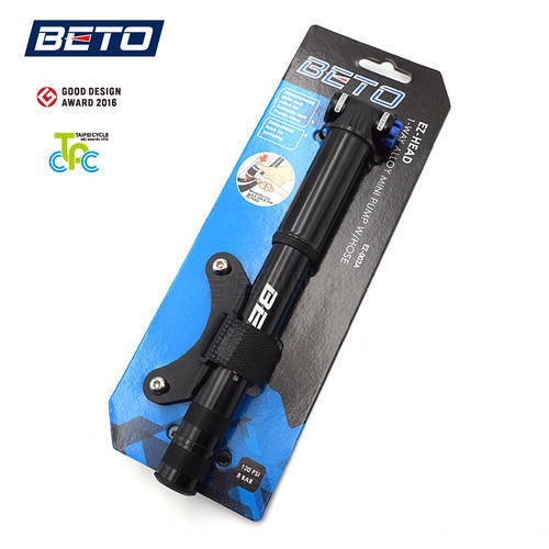 Taiwan Beto EZ-003A Bicycle Pump Alloy Mini Bike Pump Compatible Presta and Schrader with Retactable Hose 120PSI 8BAR