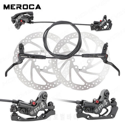 MEROCA M4 Bicycle Mtb Brake Hydraulic Disc Brake 160mm Rotor MTB Bike Oil Disc Brake 4 Piston Oil Brake Bicycle Parts Cycling